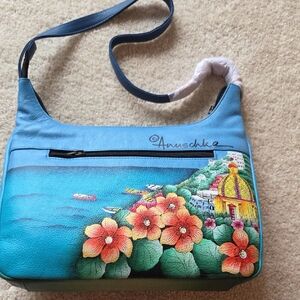 Anuschka Vibrant Coastal Floral Shoulder Bag